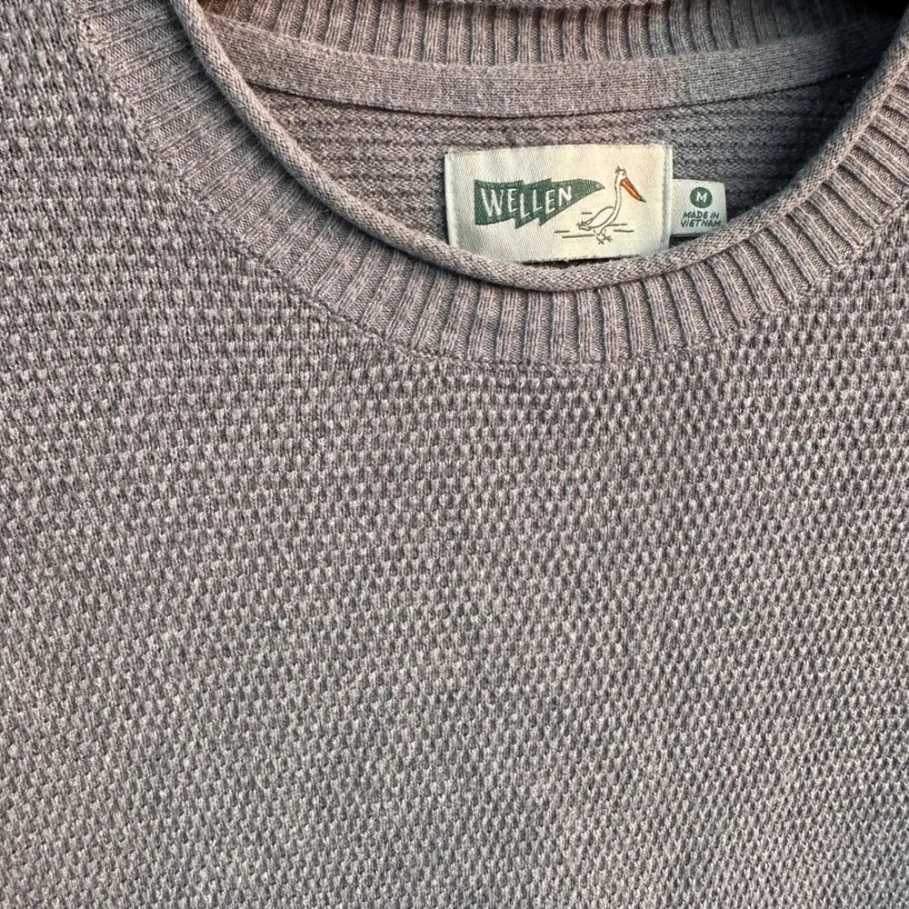 Wellen Mens Organic Cotton Cashmere Sweater Grey Textured Crewneck Size Medium